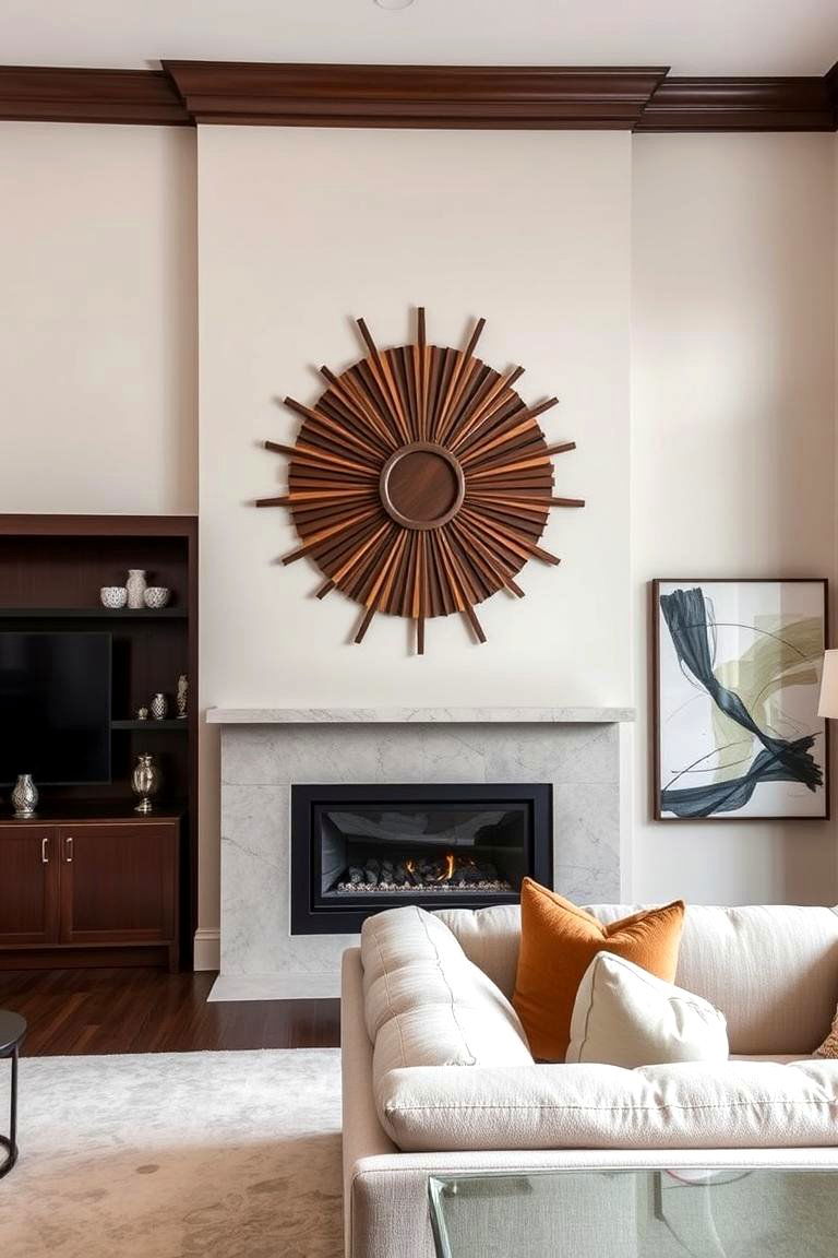 Sunburst Statement - 24 Wood Trim Accent Wall Ideas