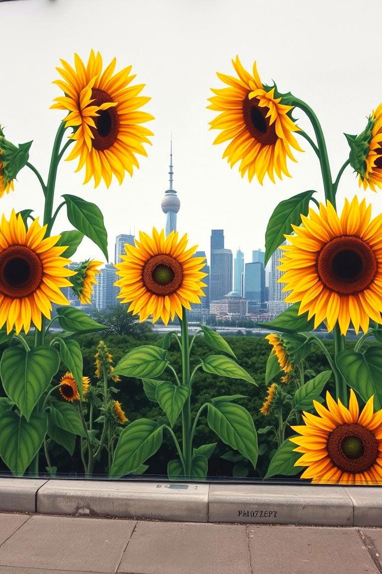 Sunflower Skyline Accent - 24 Flower Murals on Buildings