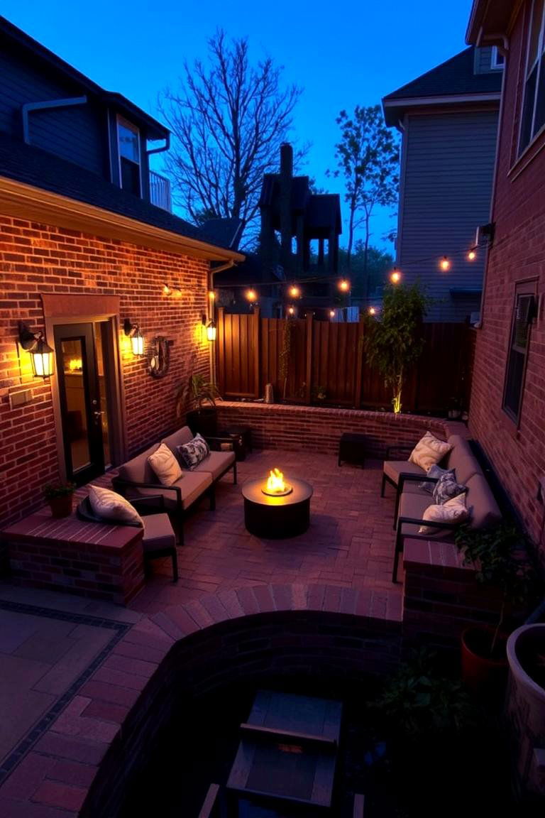 Sunken Brick Patio Lounge - 24 Brick Patio Ideas