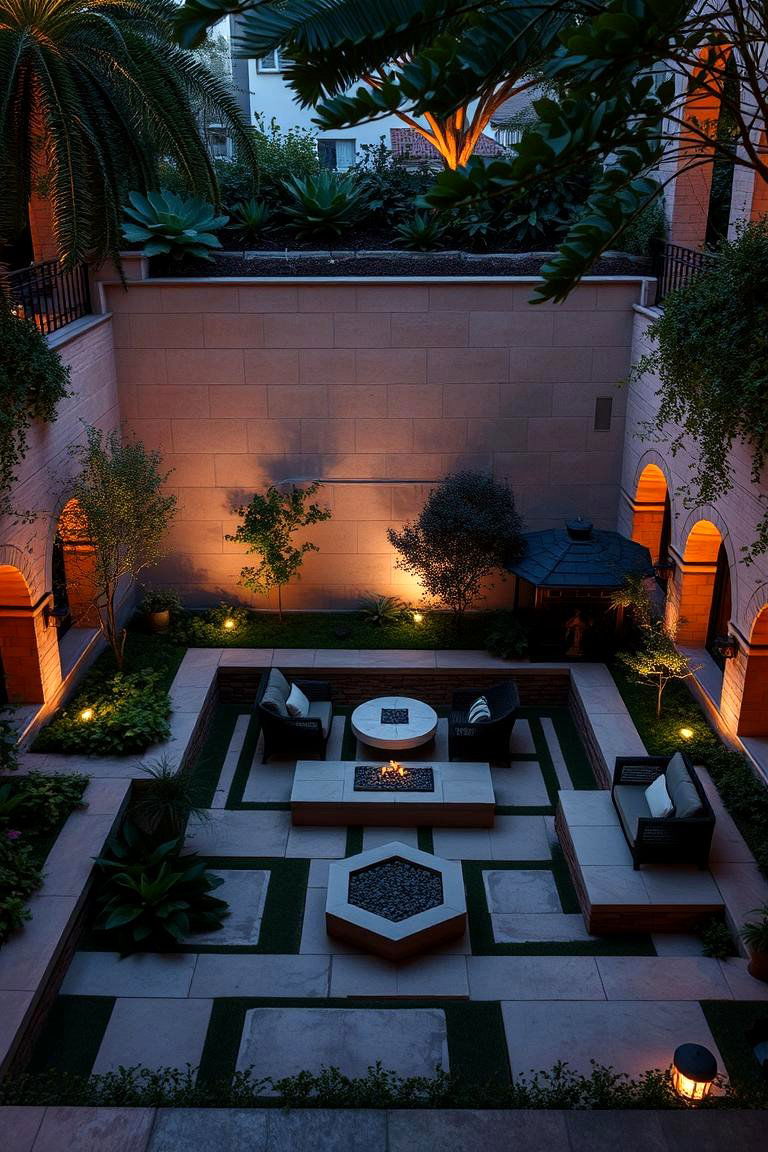 Sunken Courtyard Feature - 24 front yard spanish style landscaping ideas