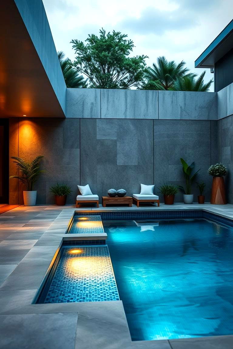 Sunken Lounge Pool - 24 Small Inground Pool Ideas