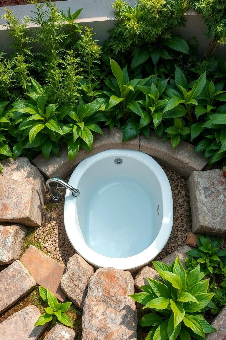 Sunken Outdoor Bathtub - 24 Outdoor Bathroom Ideas