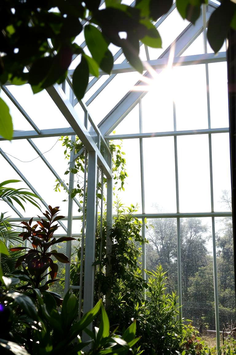 Sunlit Glass and Steel Greenhouse - 24 Corner Greenhouse Ideas