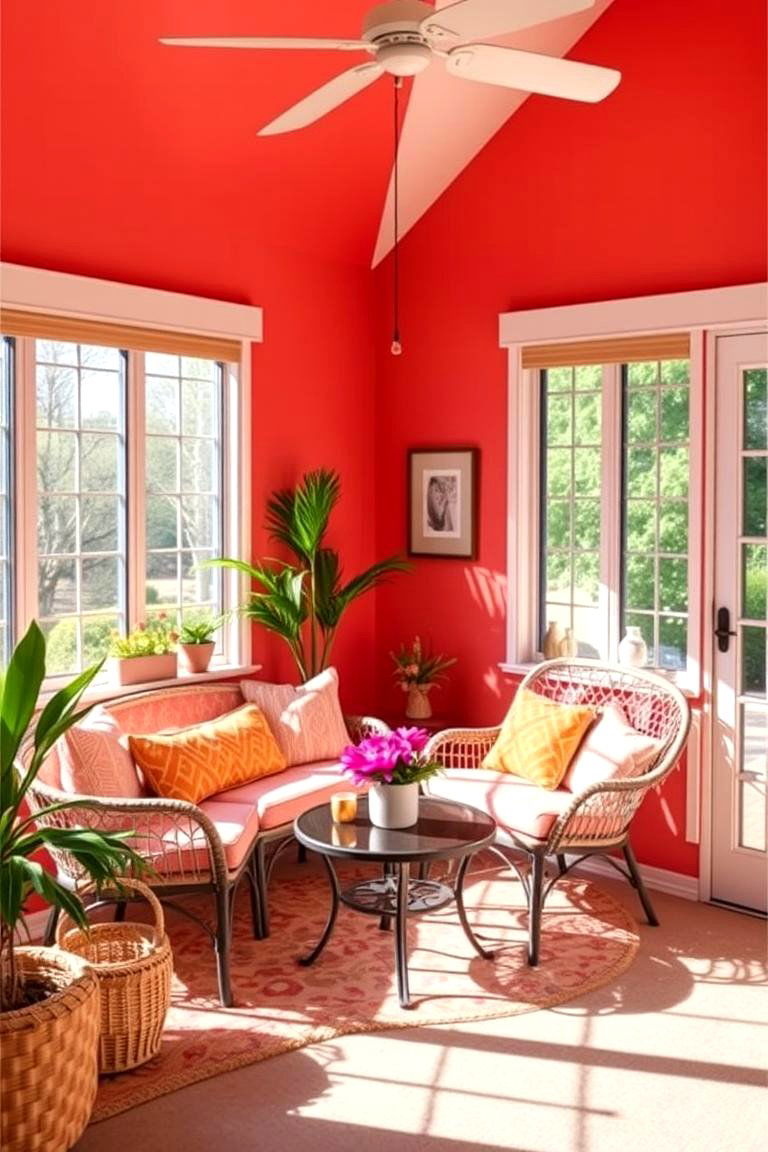 Sunny Coral Charm - 24 Sunroom Color Ideas