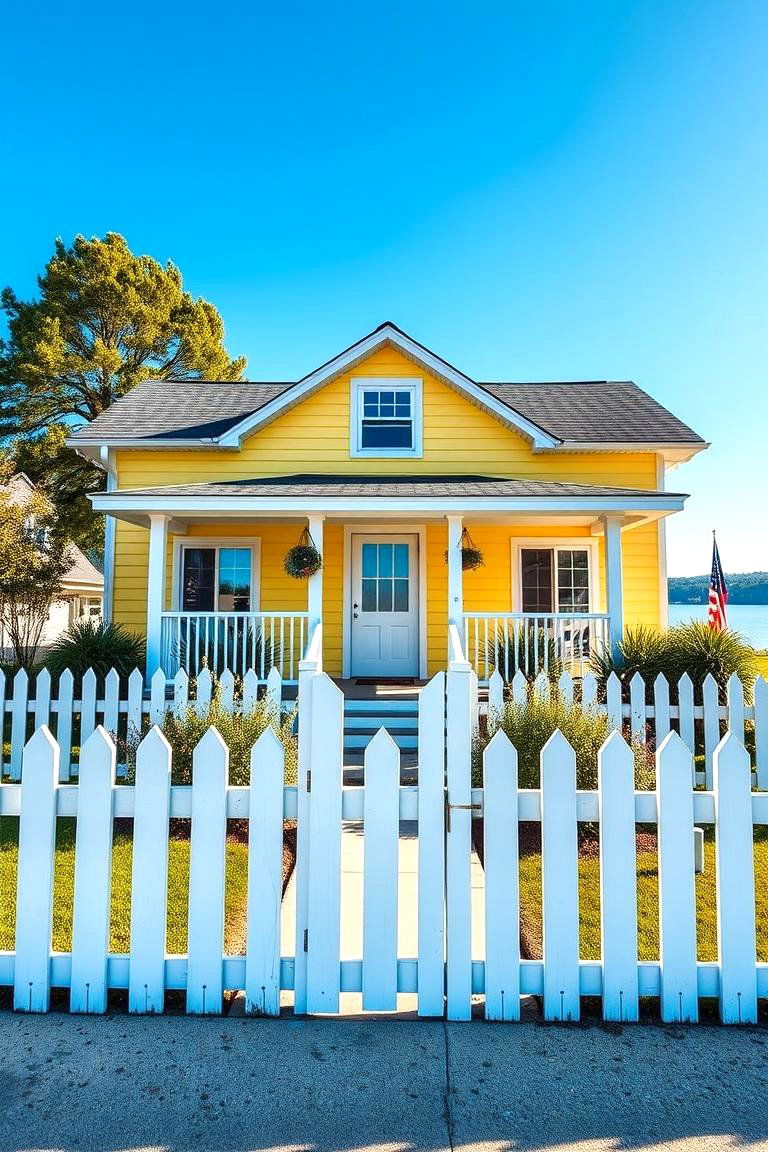 Sunny Yellow - 24 Lake House Exterior Colors Ideas