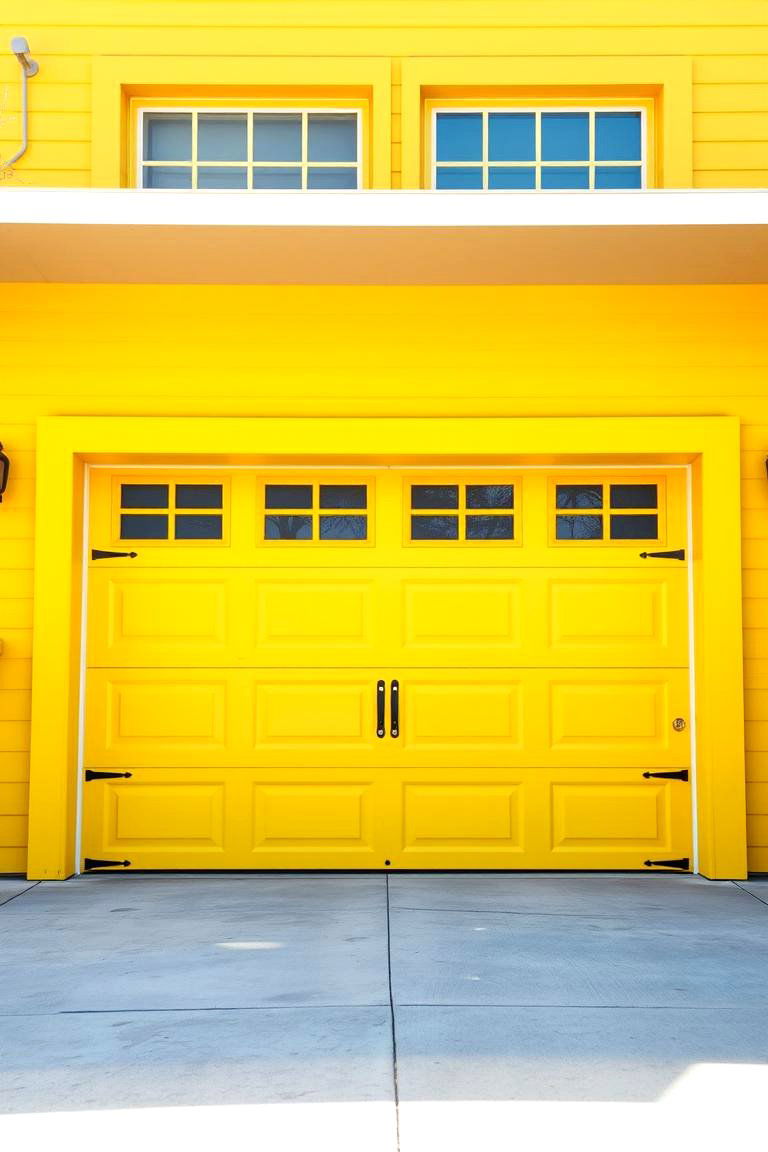 Sunny Yellow Accent - 24 Garage Door Paint Ideas