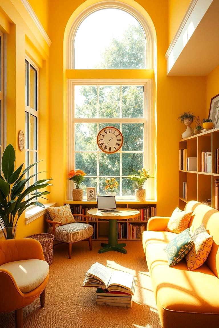 Sunny Yellow Reading Nook - 24 Colorful Room Ideas