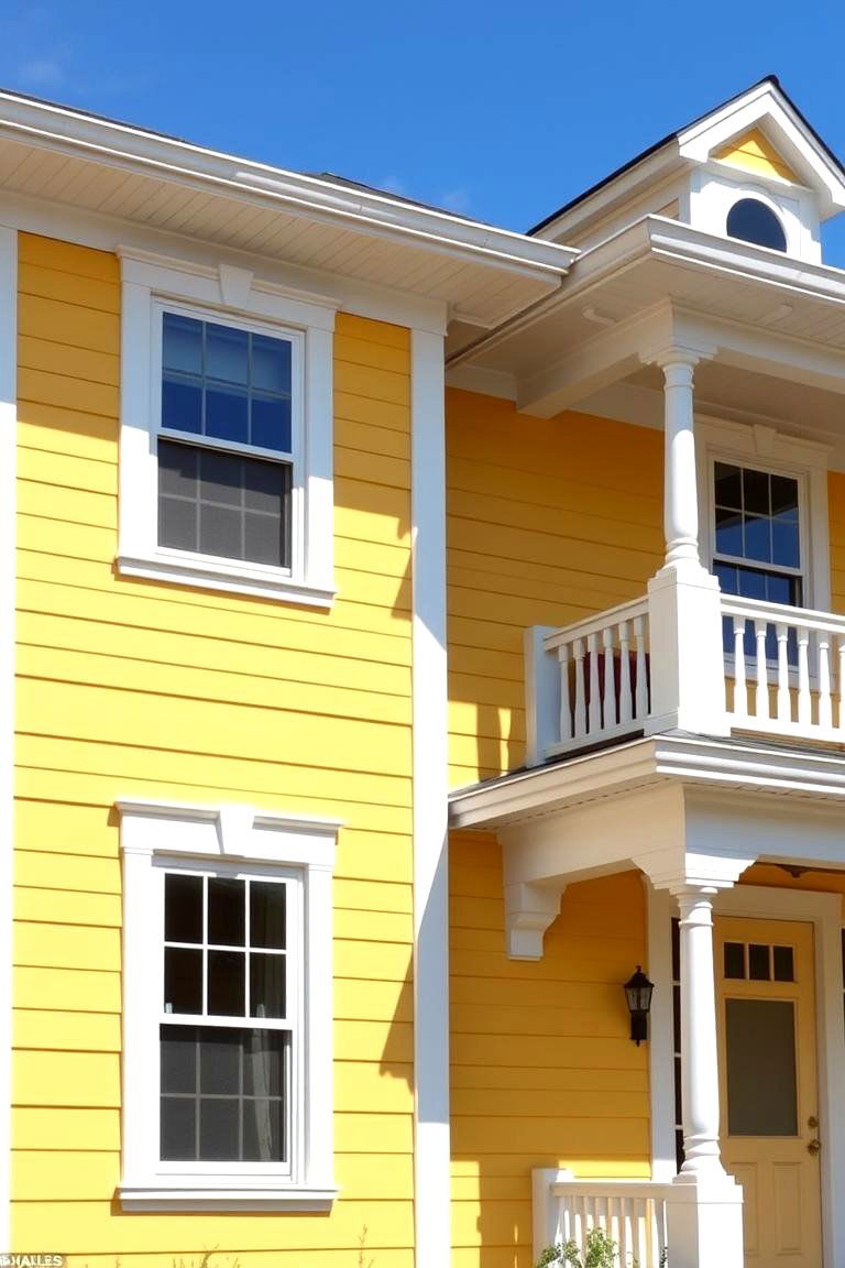 Sunny Yellow with Crisp White Trim - 24 Yellow Exterior Home Ideas
