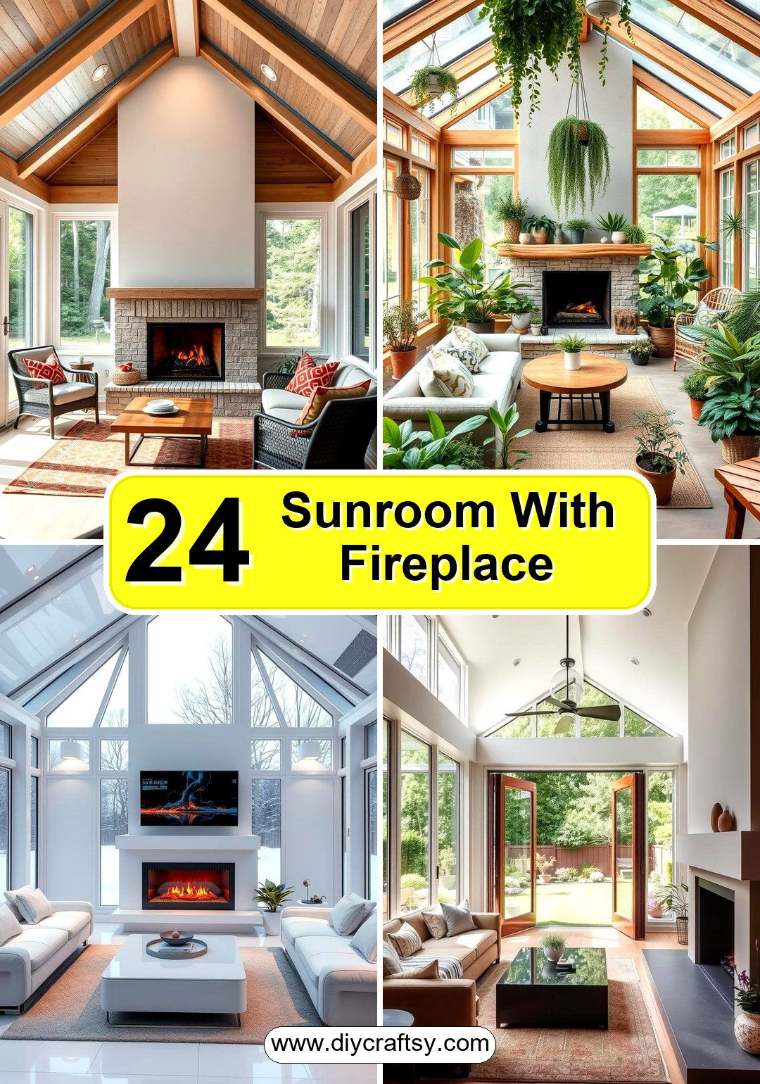 Sunroom With Fireplace