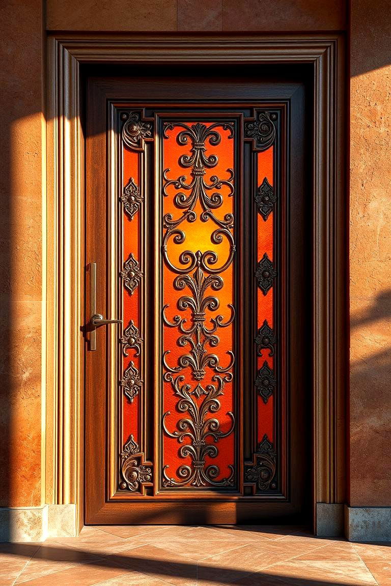 Sunset Bronze Flair - 24 Stained Front Door Ideas