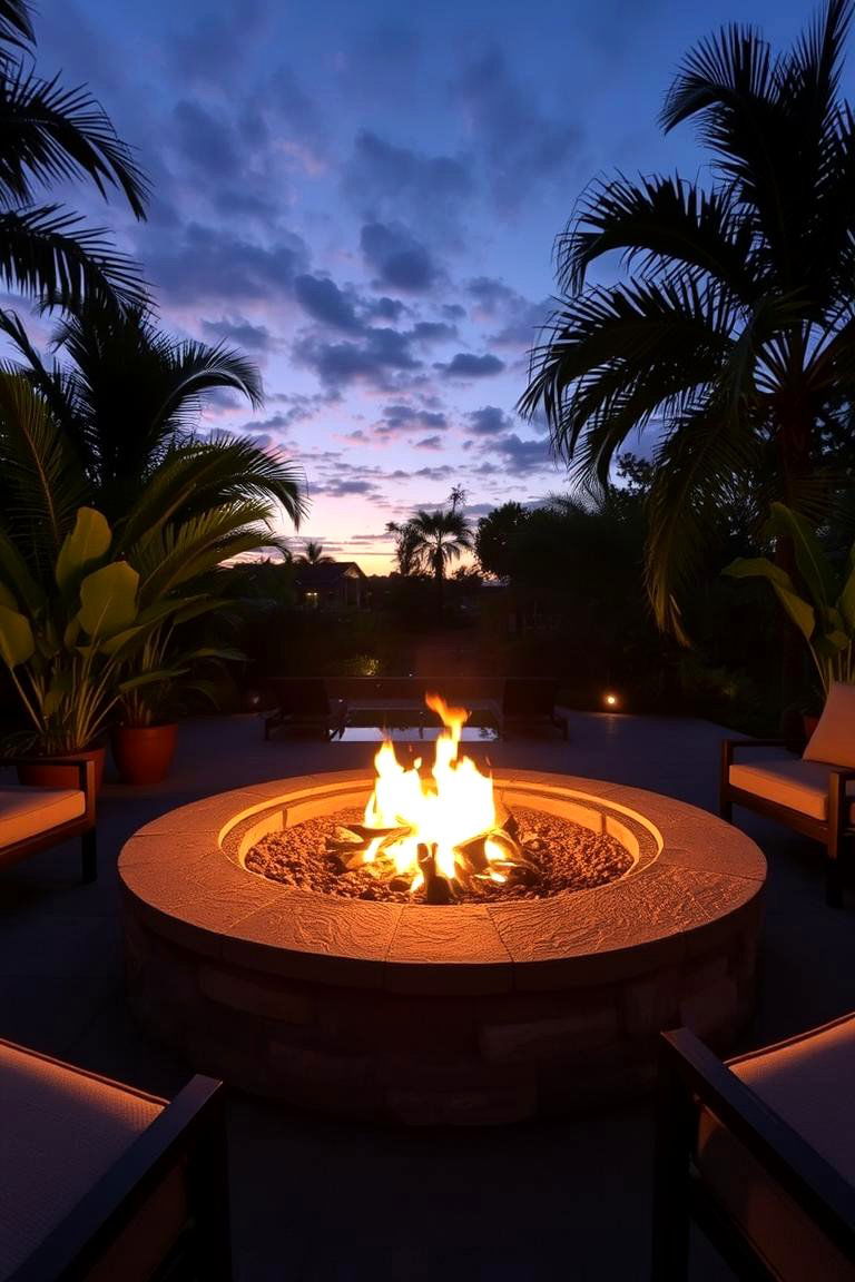 Sunset Fire Pit - 24 Tropical Backyard Ideas