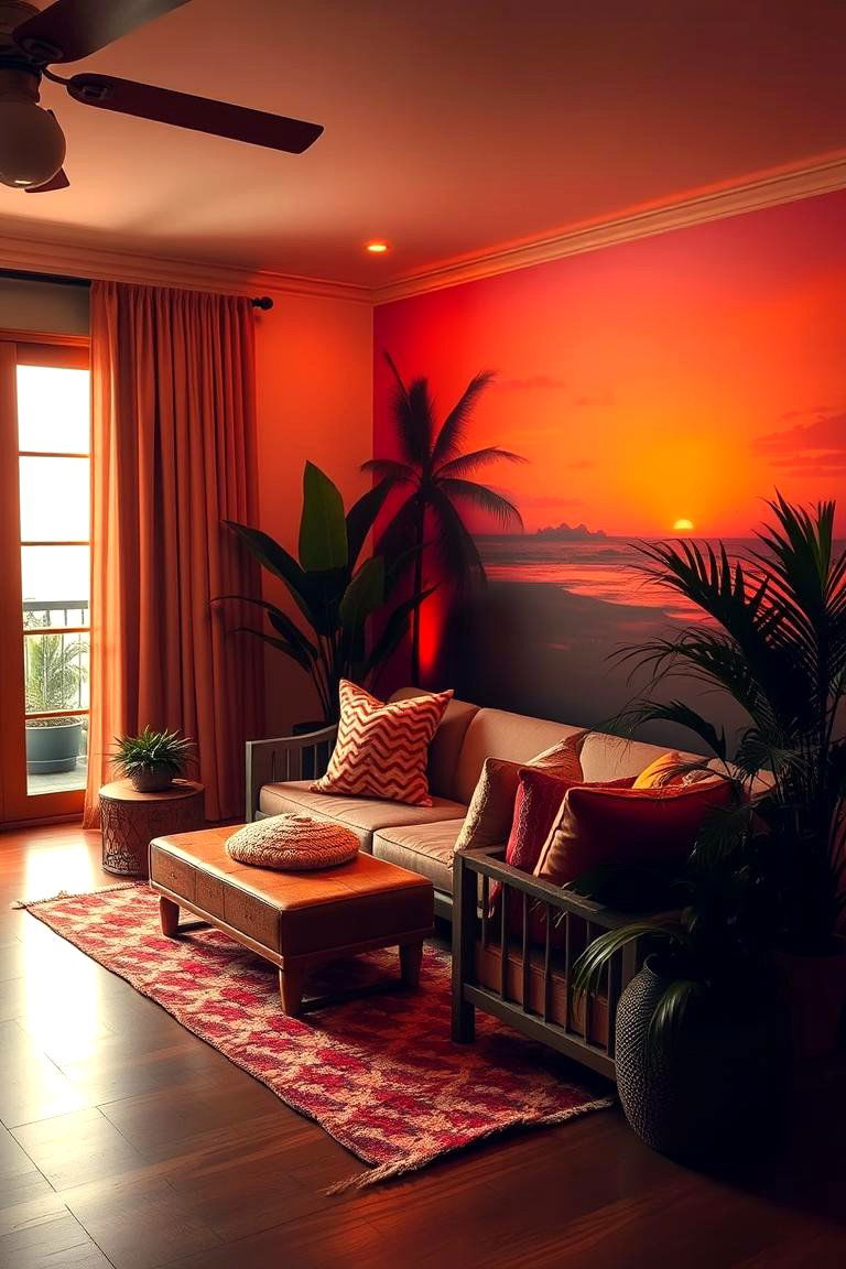 Sunset Inspired Decor - 24 Tropical Living Room Ideas