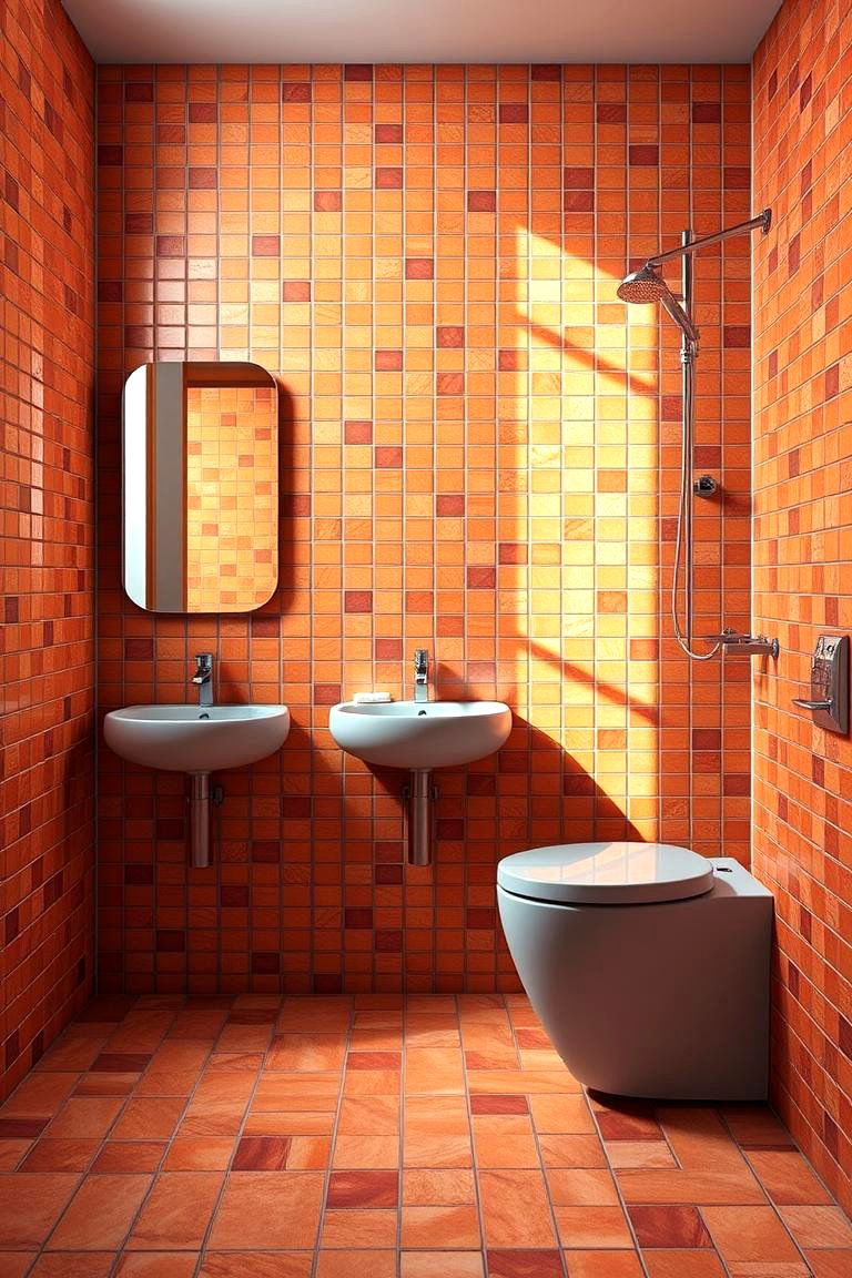 Sunset Inspired Tiles - 24 Orange Bathroom Ideas