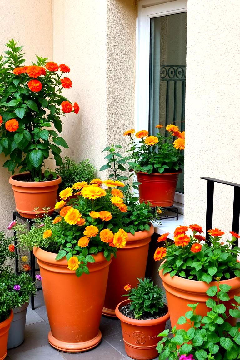 Sunset Orange Balcony Plants and Planters - 24 Orange Room Ideas