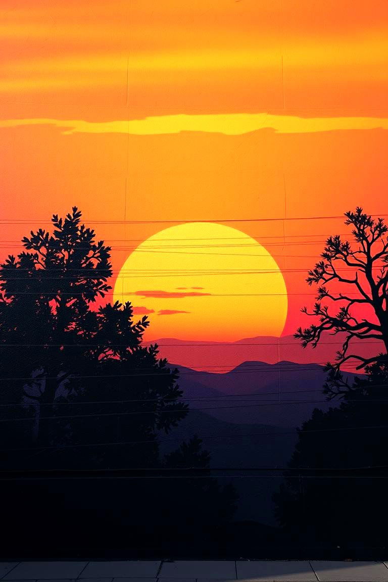 Sunset Silhouette Mural - 24 Texas Murals