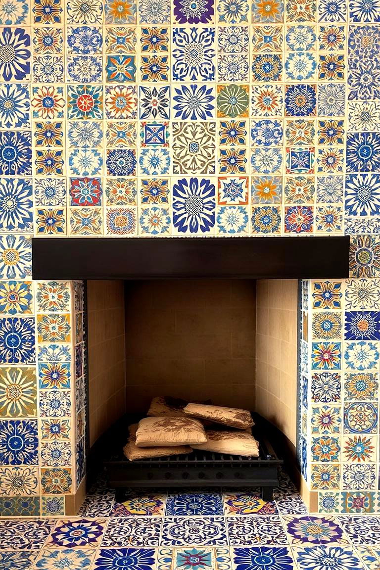 Surround the Fireplace with Custom Tilework - 24 Fireplace Decor Ideas
