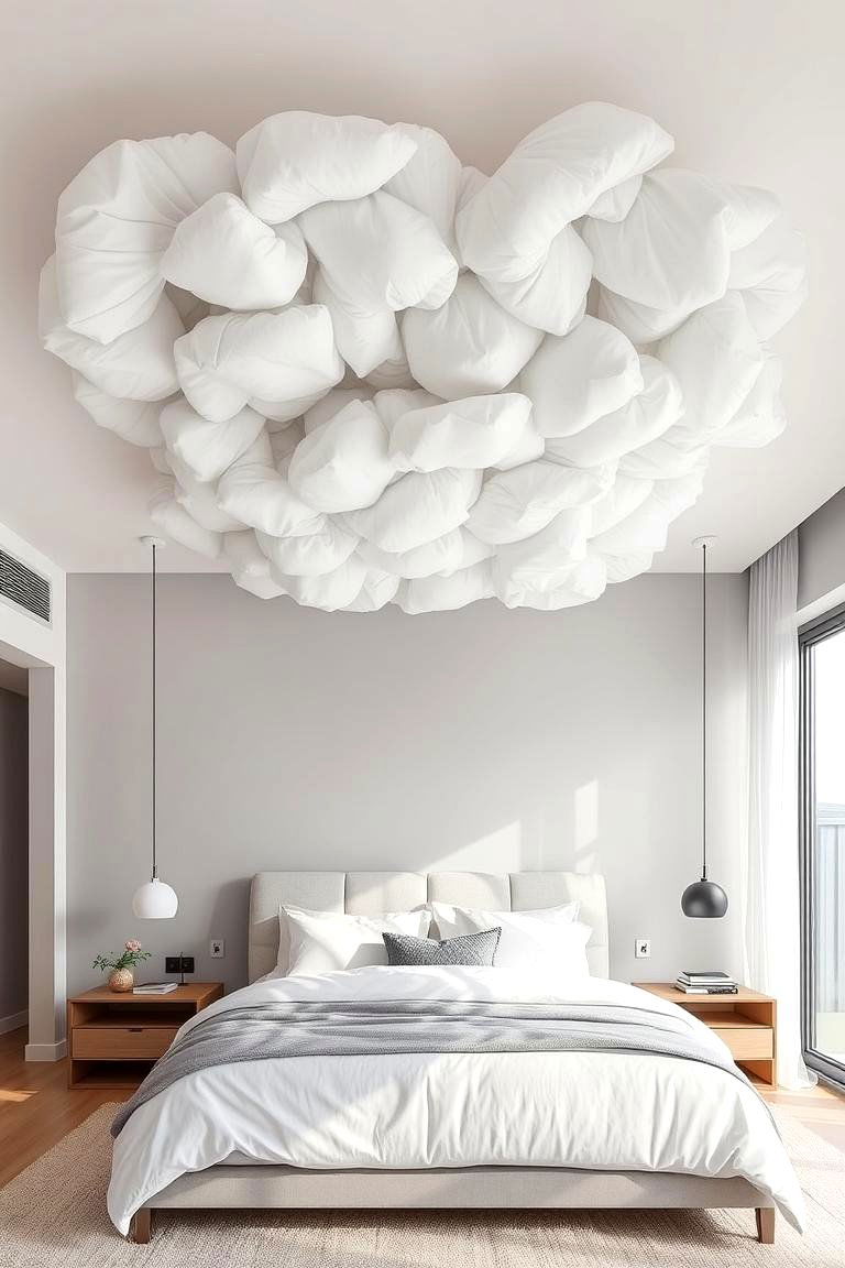 Suspended Cloud Ceiling Feature - 24 Cloud-Themed Bedroom Ideas
