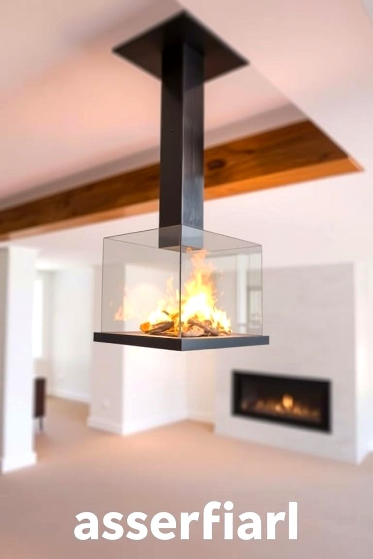 Suspended Fireplace - 24 Basement Fireplace Ideas