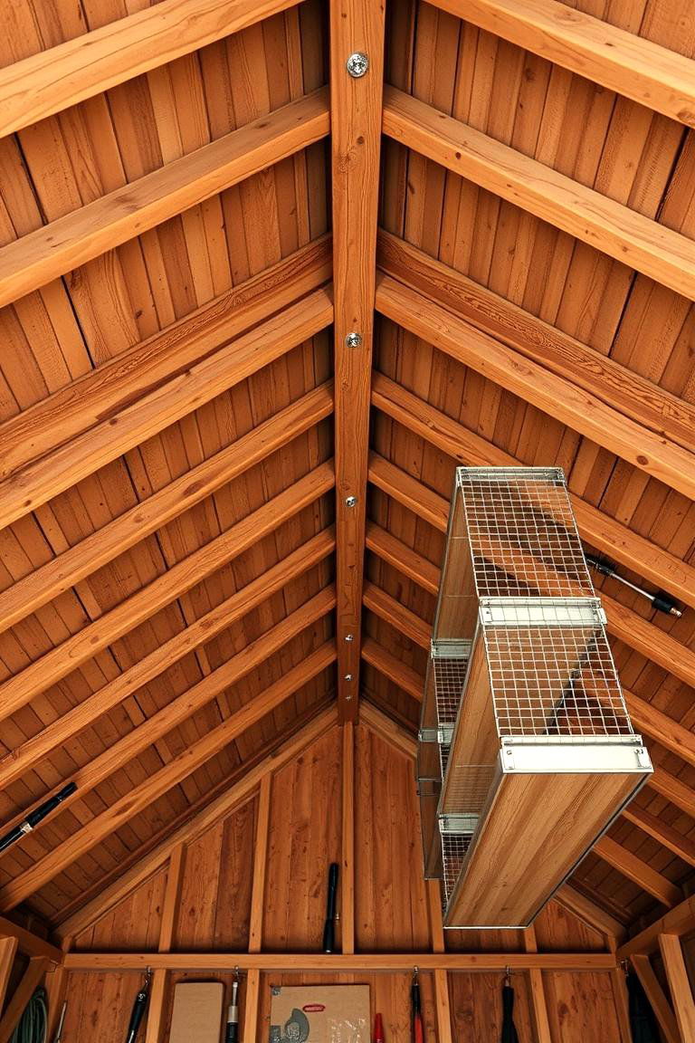 Suspended Shelving from Rafters - 24 Shed Shelving Ideas
