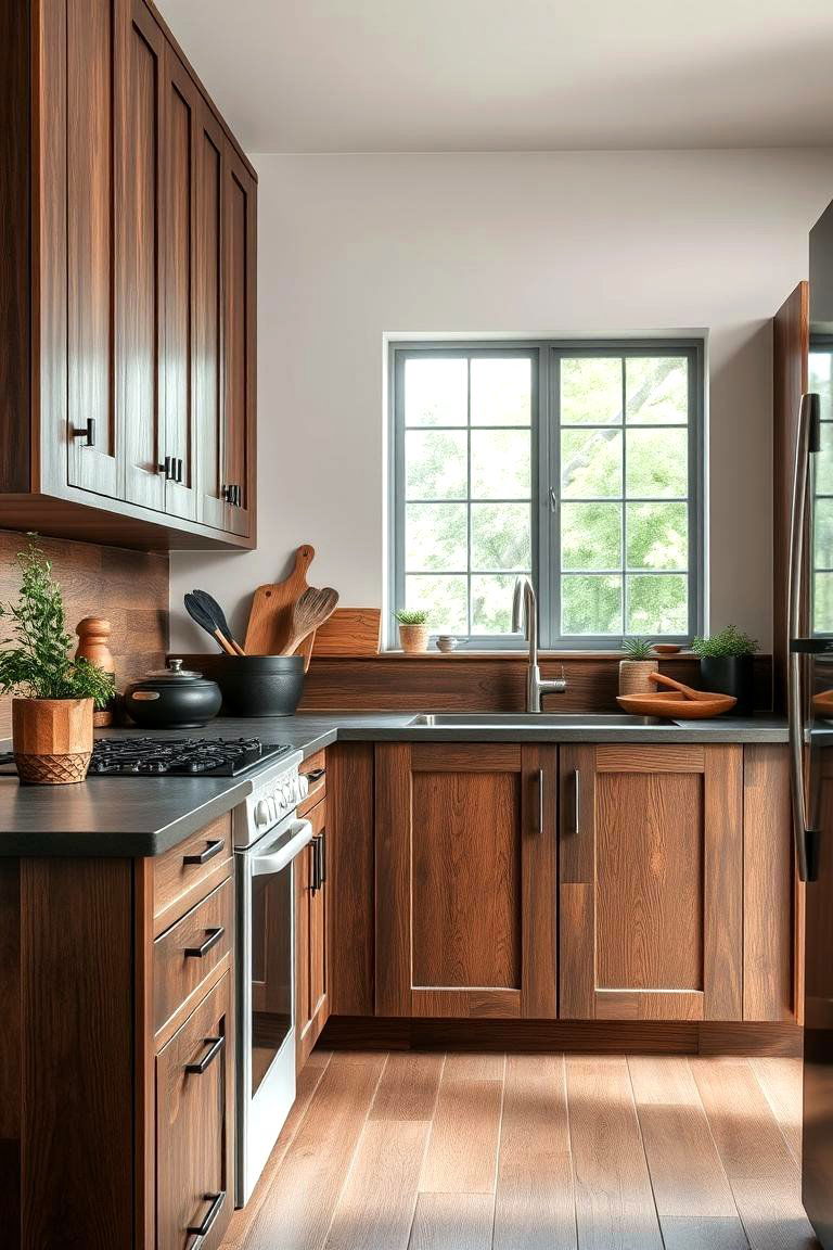 Sustainable Choice with Eco Friendly Materials - 24 Dark Wood Kitchen Cabinets