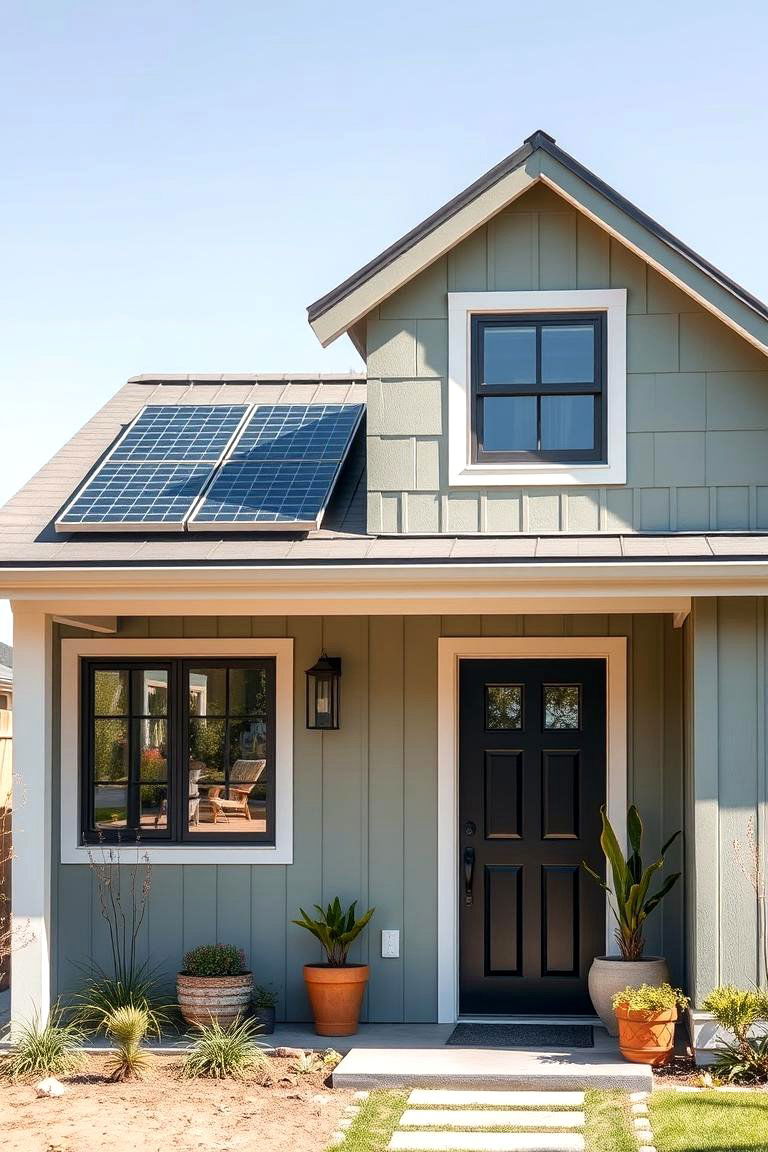 Sustainable Design Features - 24 Sage Green House With Black Door