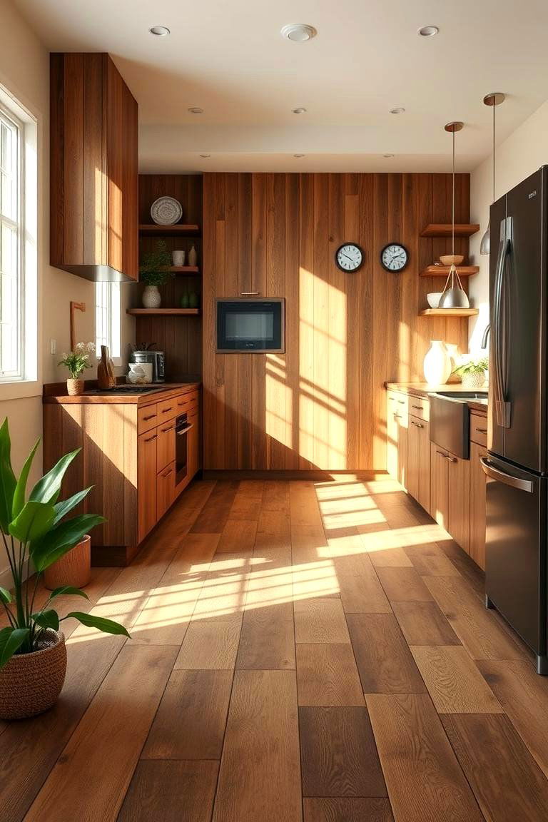 Sustainable Flooring Options in Earth Tones - 24 Green and Brown Kitchen Ideas