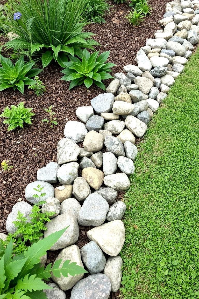 Sustainable Garden Border - 24 River Rock Edging Ideas