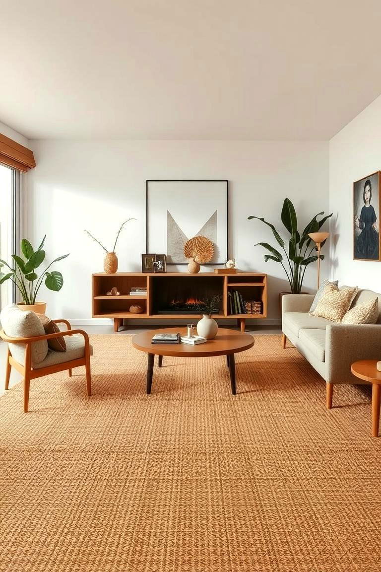 Sustainable Jute Carpet - 24 Living Room Carpet Ideas