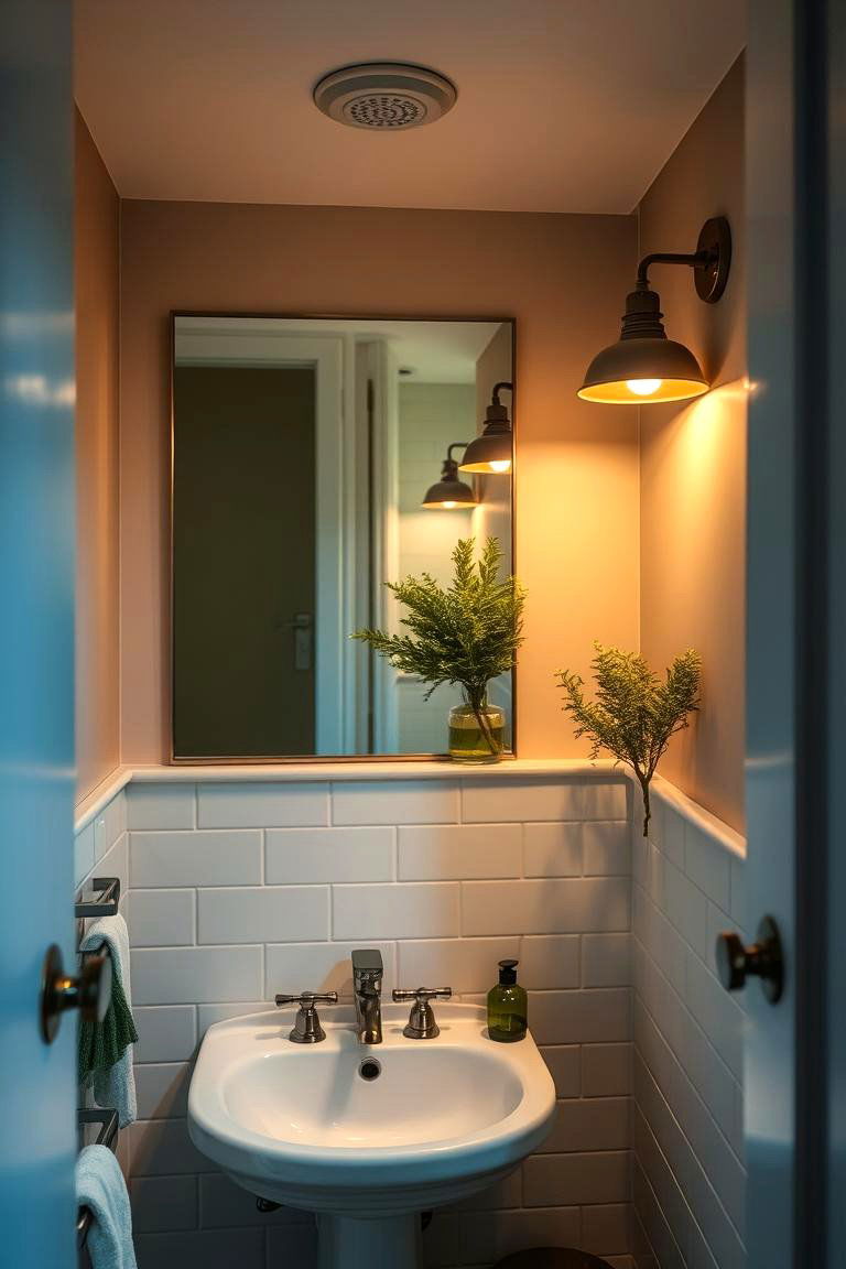 Sustainable Lighting Options for Warm Ambiance - 24 Small Green Bathroom Ideas