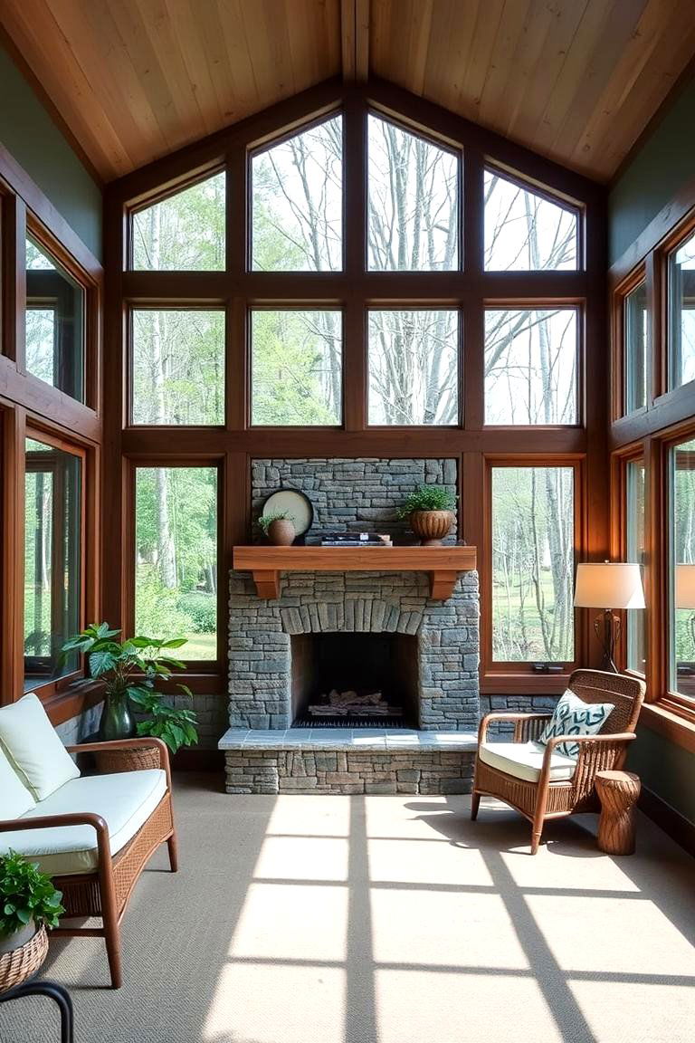Sustainable Materials and Eco Friendly Design - 24 Sunroom With Fireplace