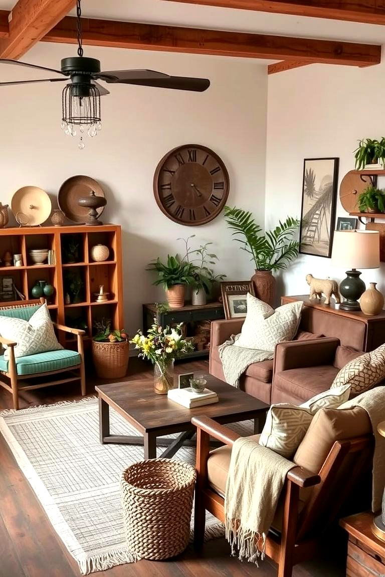 Sustainable Reclaimed Decor - 24 Minimalist Modern Boho Living Room Ideas