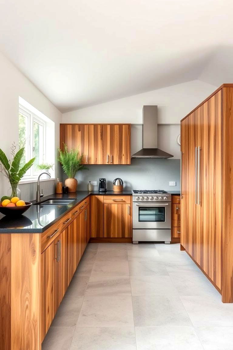 Sustainable Style - 24 kitchen with brown cabinets and black countertops ideas