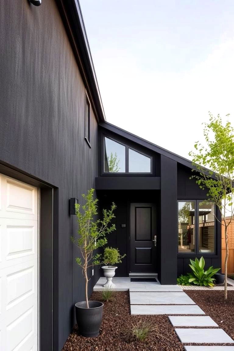 Sustainable and Stylish Stucco - 24 Black Stucco House Ideas