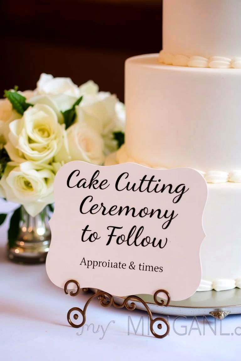 Sweet Moments Ahead Cake Cutting Sign - 24 Wedding Sign Ideas