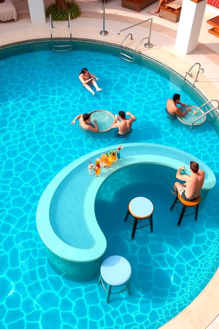 Swim Up Bar for Ultimate Relaxation - 24 Semi Inground Pool Ideas