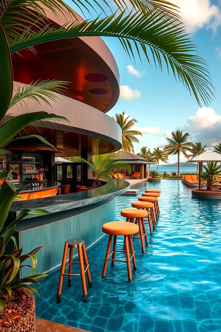 Swim Up Bars for Ultimate Entertainment - 24 Backyard Pool Ideas