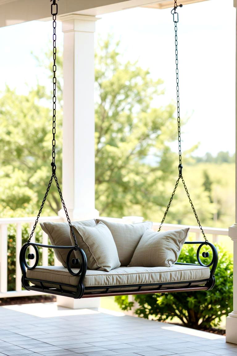 Swing Bench for a Fun Playful Vibe - 24 Front Porch Bench Ideas