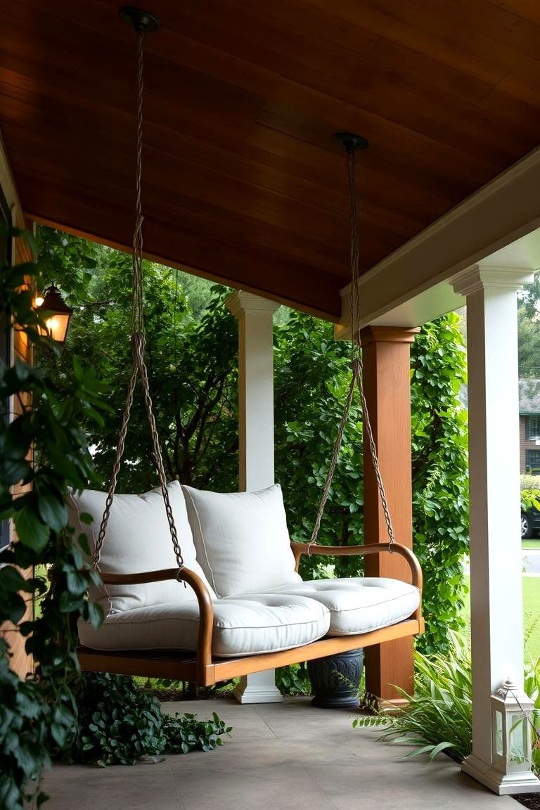 Swing with a Cushioned Bed for Ultimate Comfort - 24 Southern Front Porch Ideas