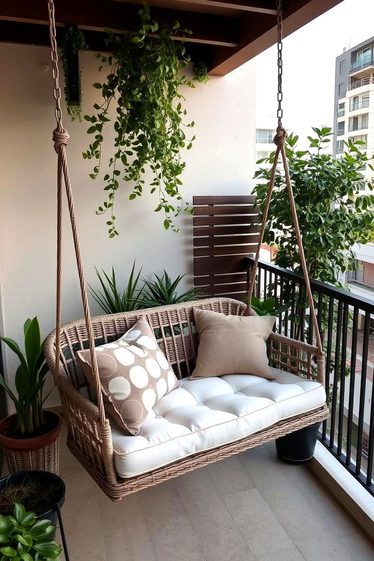 Swinging Bench - 24 Balcony Ideas