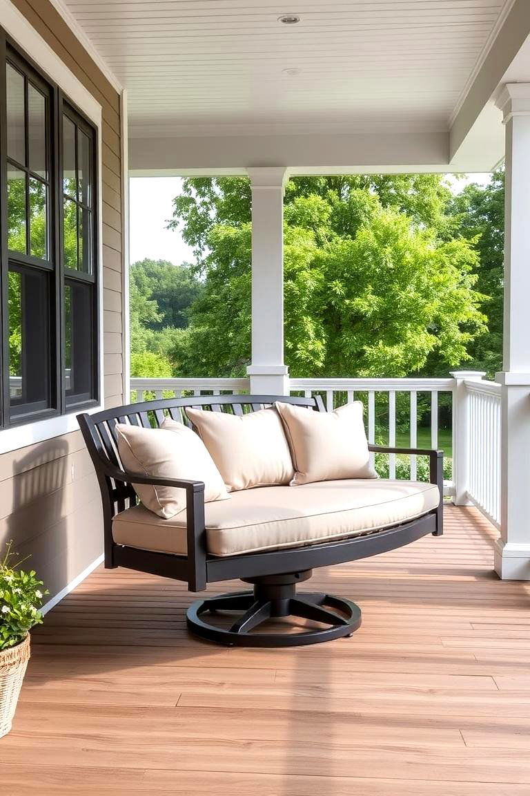 Swivel Bench for Flexible Seating - 24 Front Porch Bench Ideas