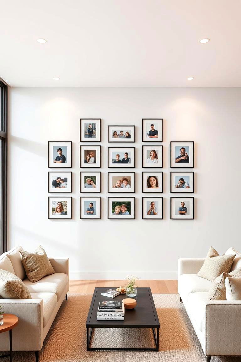 Symmetrical Grid Arrangement - 24 Family Picture Wall Ideas