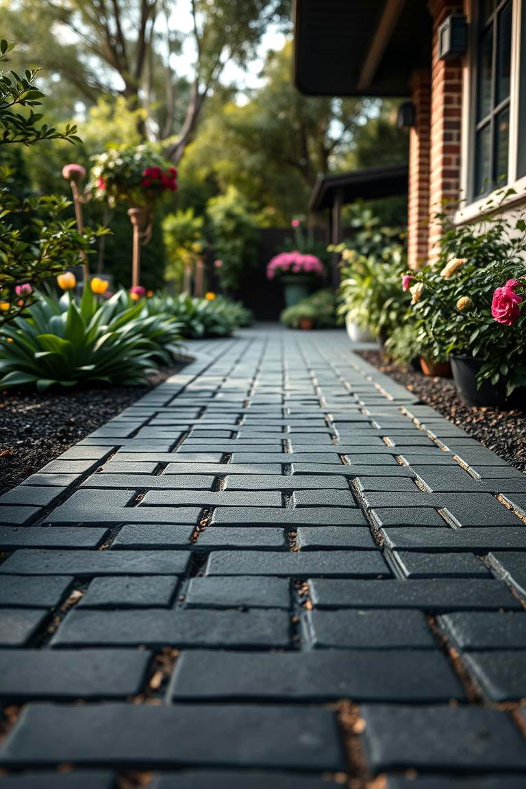 Tactile Contrast Black Brick Walkway - 24 Black Brick Walkway Ideas