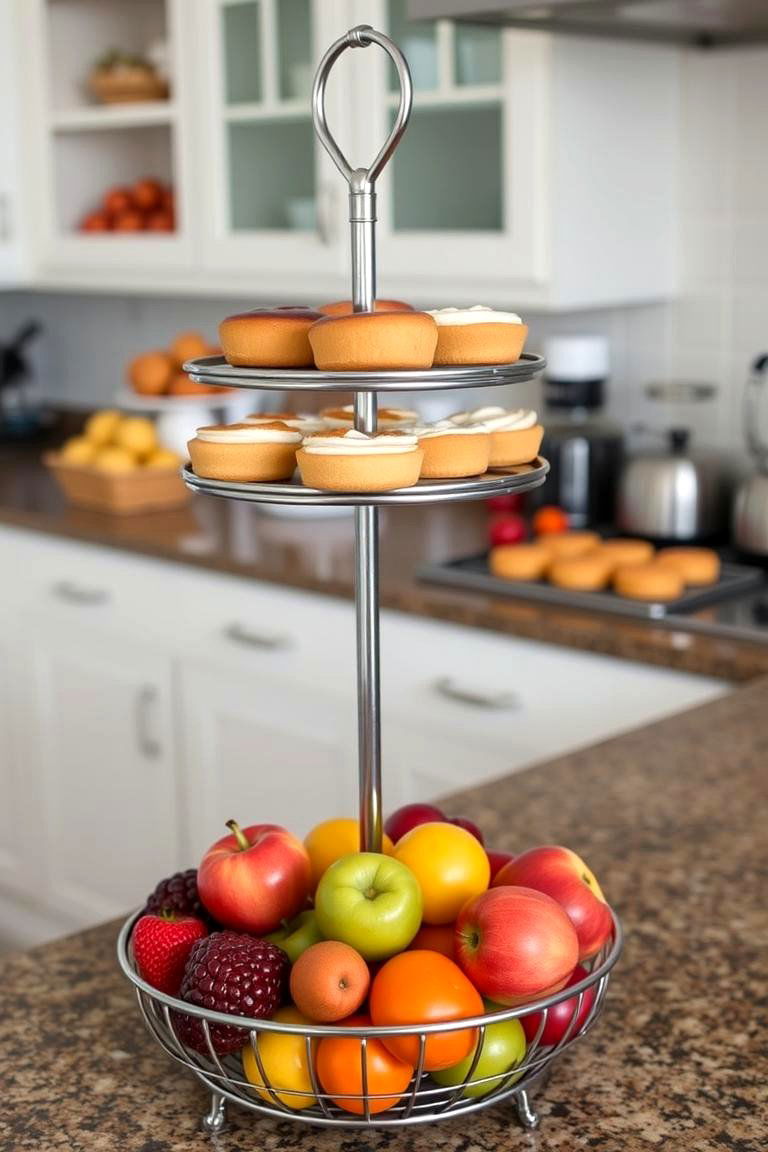Take Advantage of Tiered Stands - 24 Kitchen Counter Decor Ideas