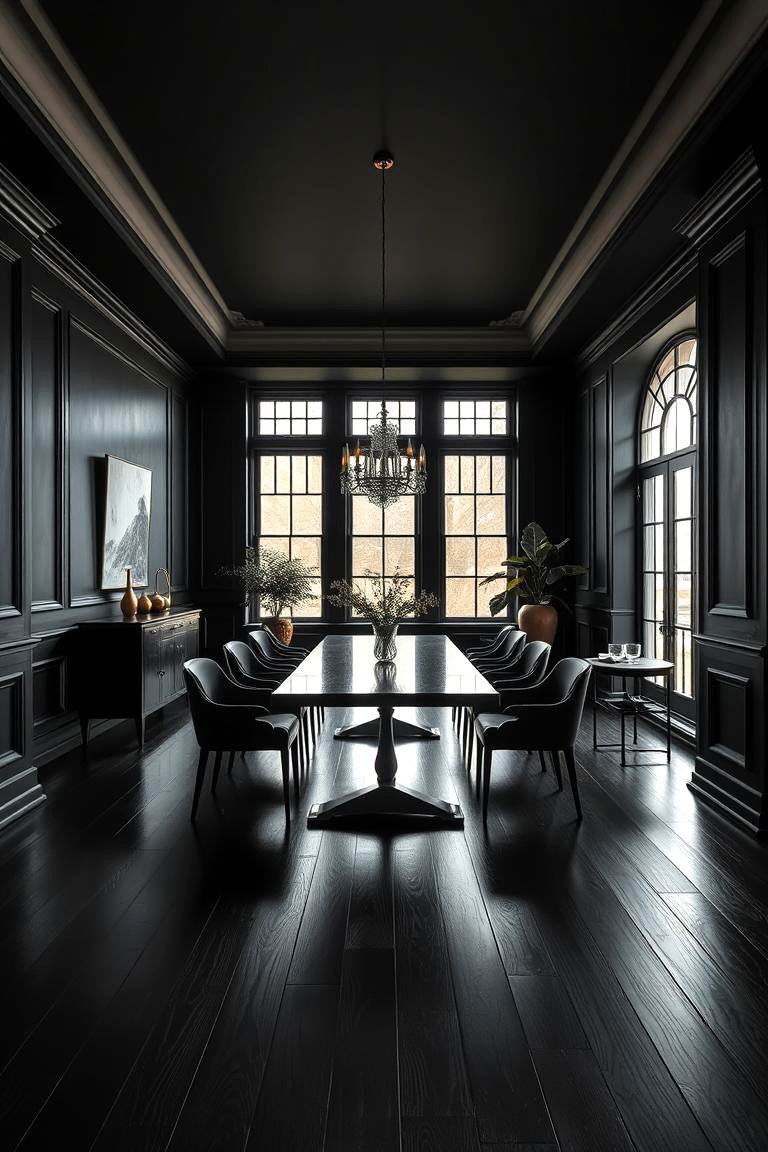 Take on a Bold Statement with Ebony Finishes - 24 dark wood floor dining room ideas