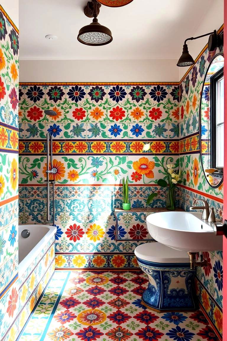 Talavera Tile Accents - 24 Mexican Bathroom Ideas