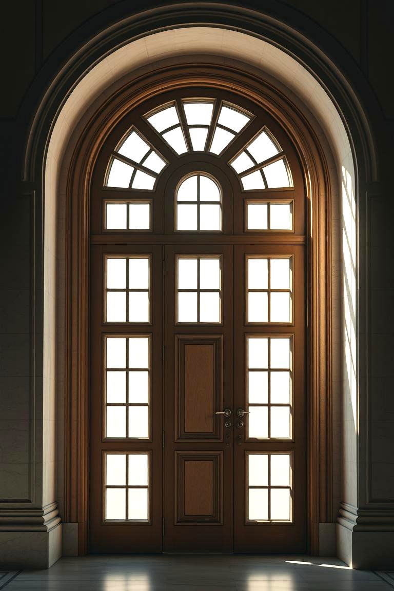 Tall Arched Door with Mullioned Panels - 24 Gothic Front Door Ideas