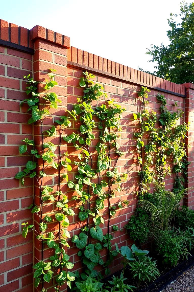 Tall Brick Fence with Vertical Garden - 24 Brick Fence Ideas