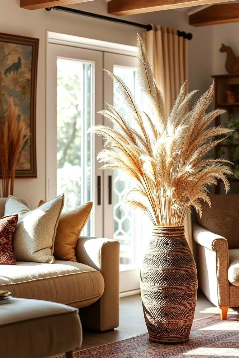 Tall Grass and Pampas Plumes - 24 Large Floor Vase Decoration Ideas