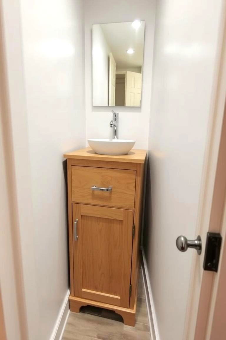 Tall Narrow Vanity for Small Spaces - 24 Wood Bathroom Vanity Ideas