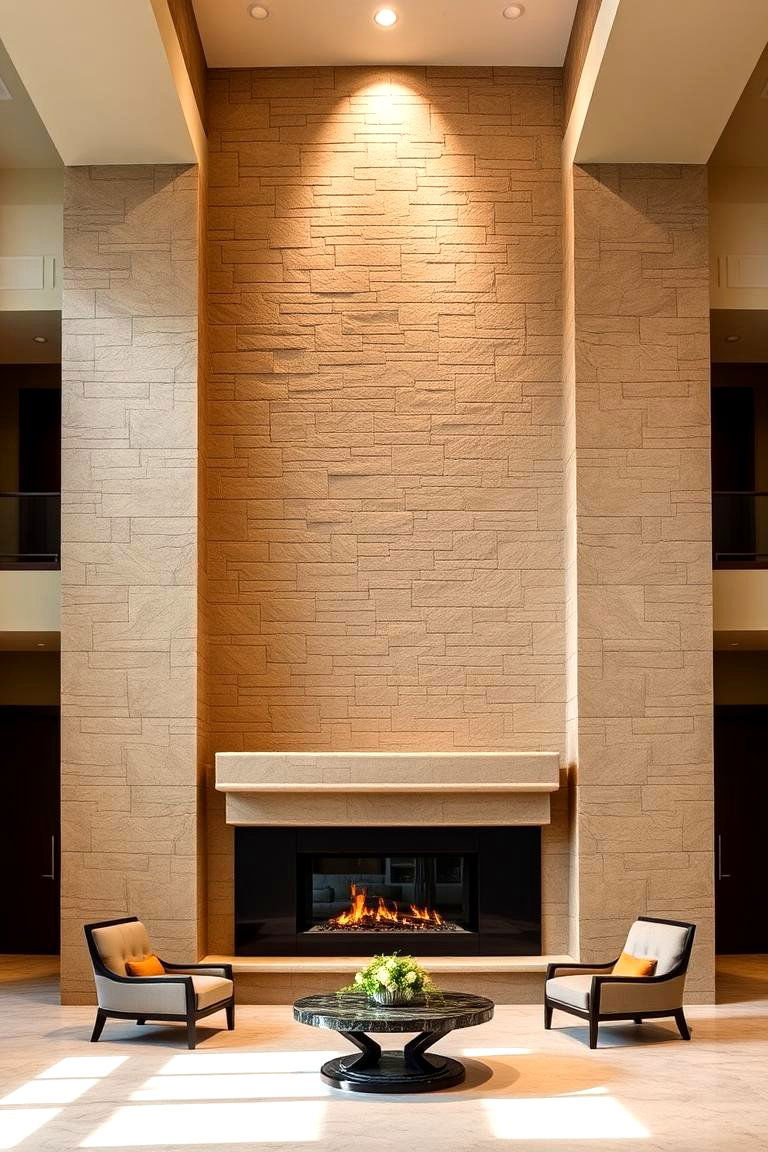 Tall Stone Columns for a Grand Effect - 24 Floor-to-Ceiling Stone Fireplace Ideas